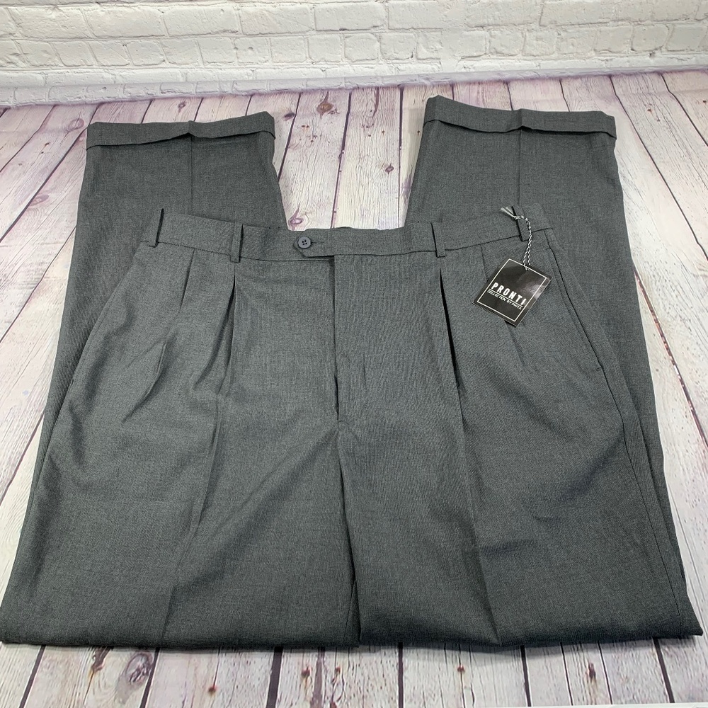 NWT Pronti by Phita Men's Gray Pleated Pants 42x34